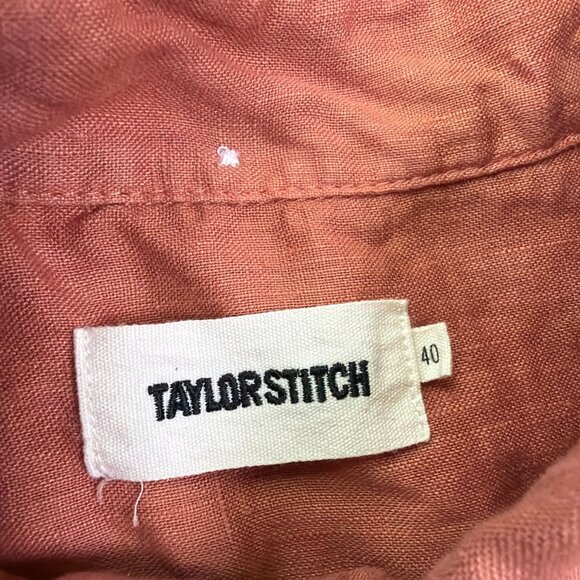 Taylor Stitch The Jack Shirt Men 40 Orange 100% Linen Long Sleeve Beach Vacation - Picture 3 of 7